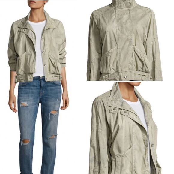Free People Green Parachute Utility Jacket Size S Lightweight Slouchy Indie - Picture 16 of 16